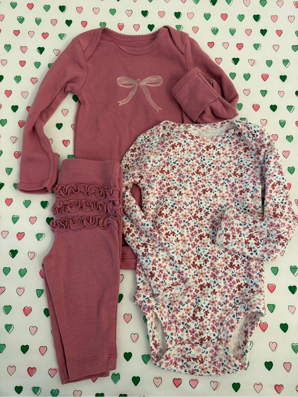 Carter's Dusty Rose & Floral Baby Bodysuit Set
